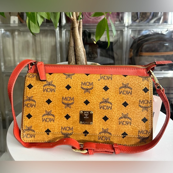 MCM Handbags - MCM Crossbody Bag in Orange with Red Trim